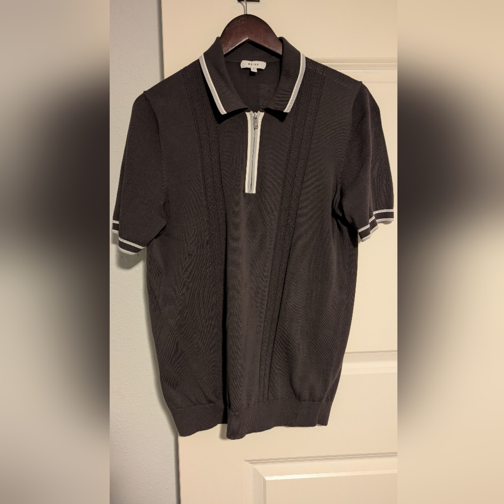 Reiss Charcoal Zip-Up Sweater